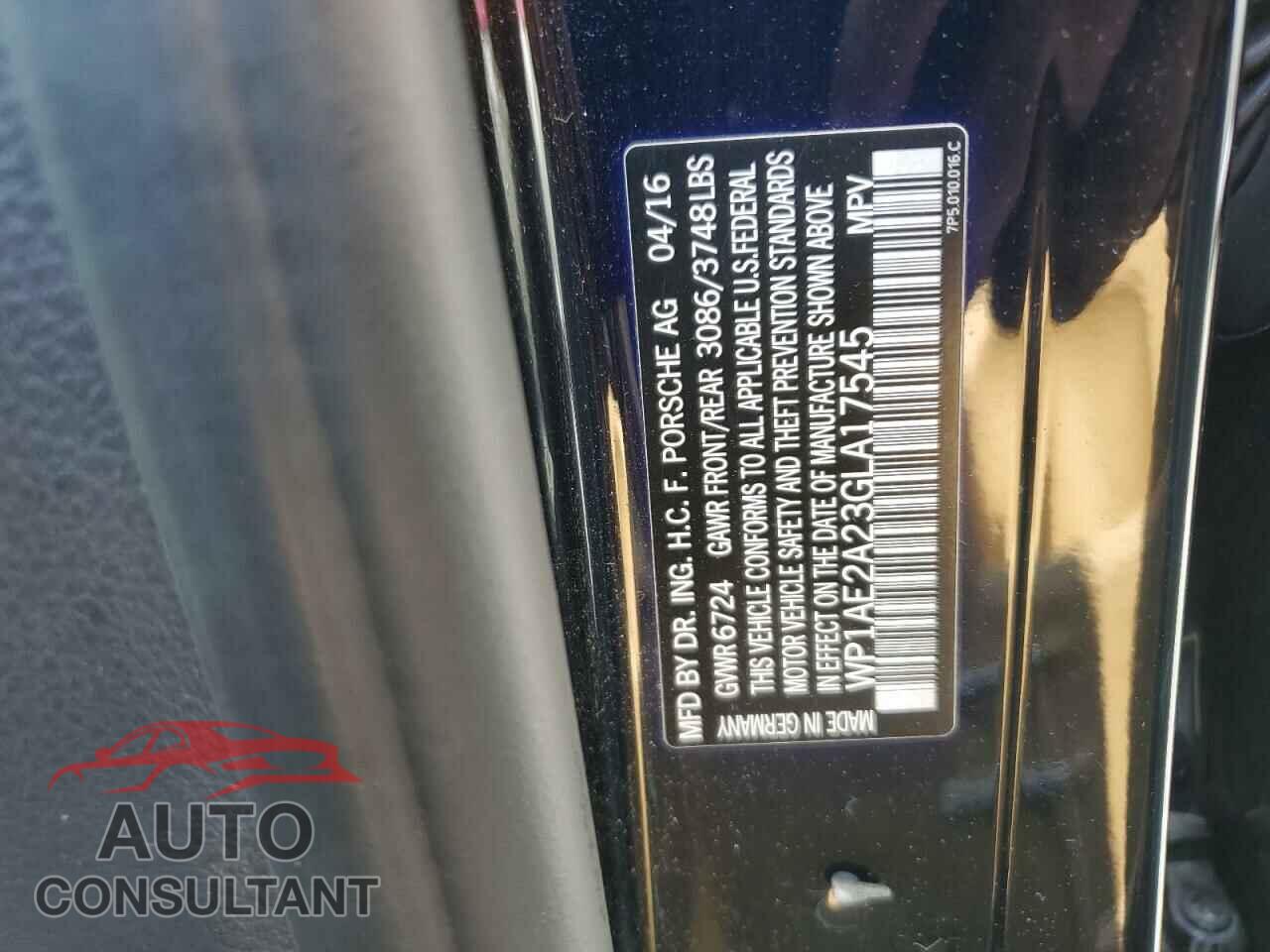 PORSCHE CAYENNE 2016 - WP1AE2A23GLA17545