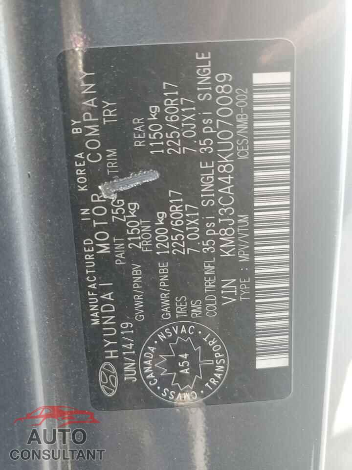 HYUNDAI TUCSON 2019 - KM8J3CA48KU070089