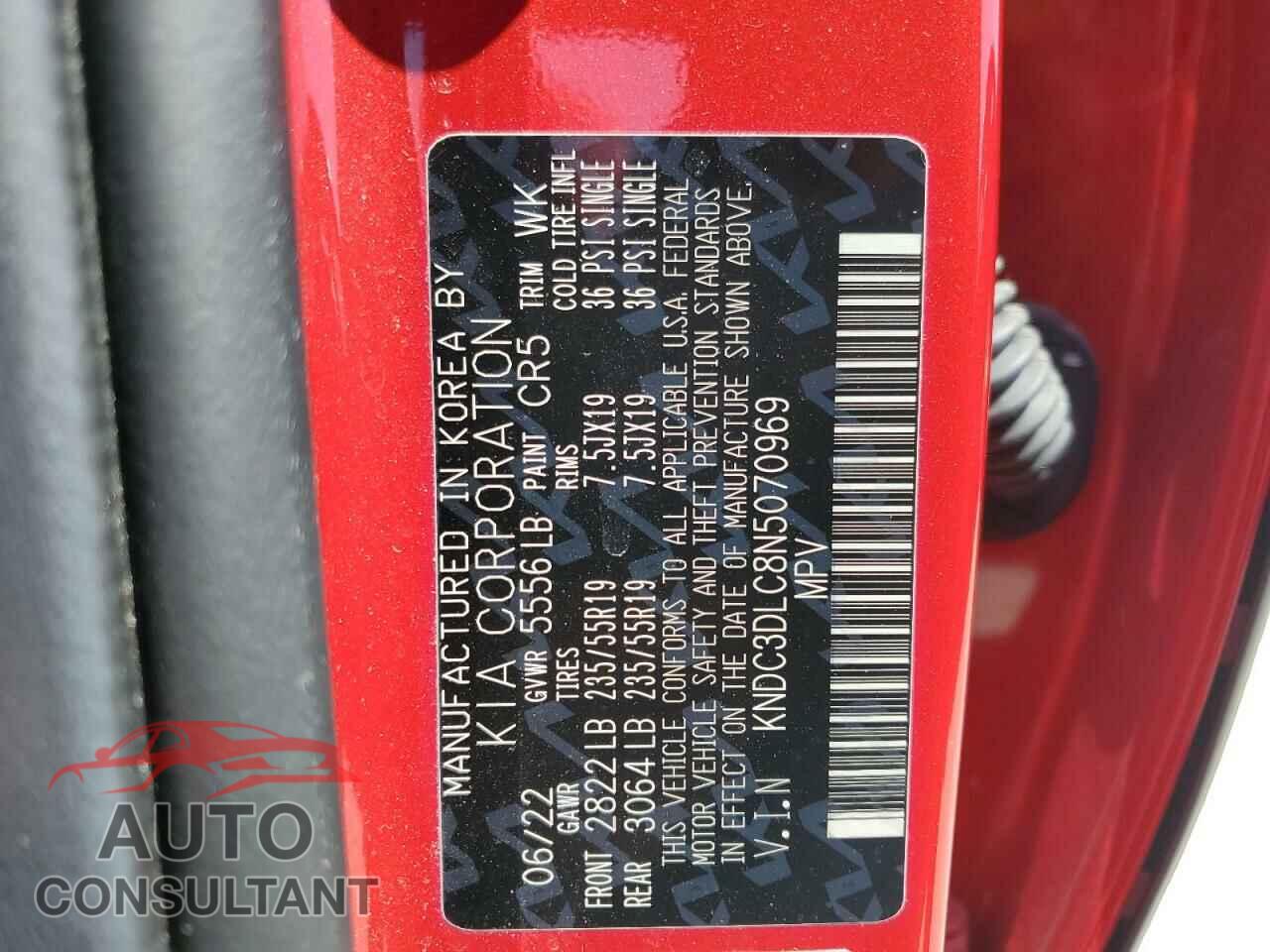 KIA EV6 LIGHT 2022 - KNDC3DLC8N5070969