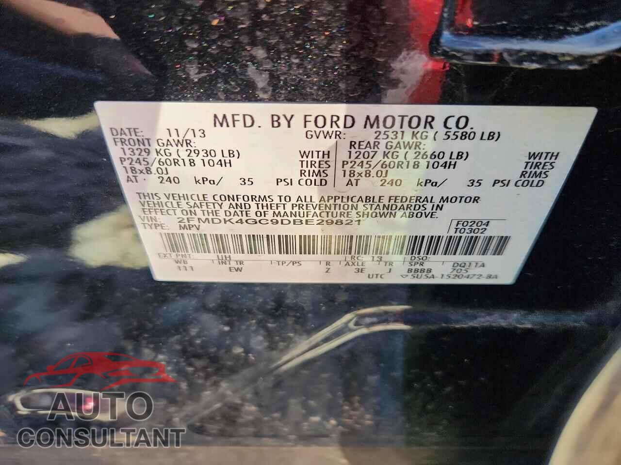 FORD EDGE 2013 - 2FMDK4GC9DBE29821