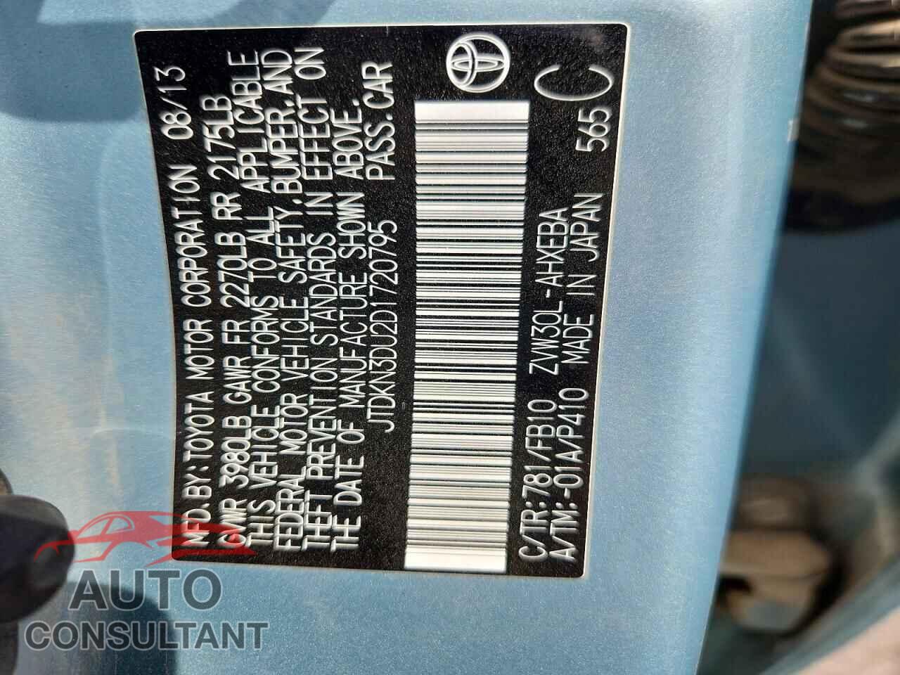 TOYOTA PRIUS 2013 - JTDKN3DU2D1720795