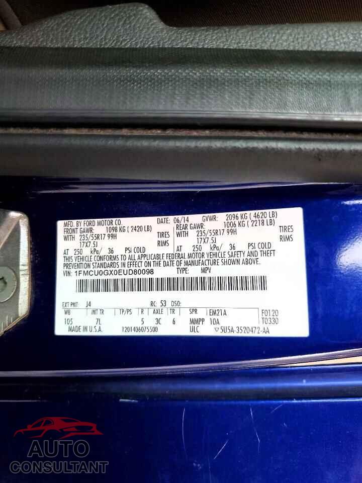 FORD ESCAPE 2014 - 1FMCU0GX0EUD80098