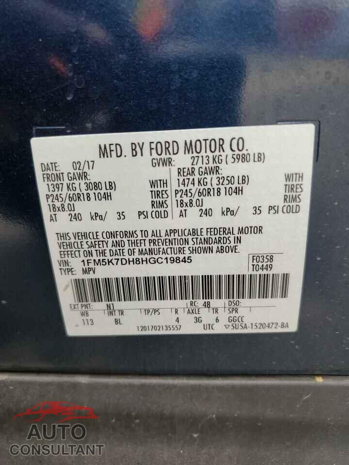 FORD EXPLORER 2017 - 1FM5K7DH8HGC19845