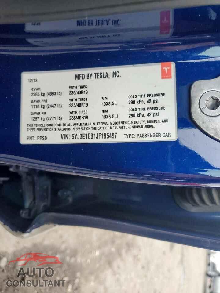 TESLA MODEL 3 2018 - 5YJ3E1EB1JF185497