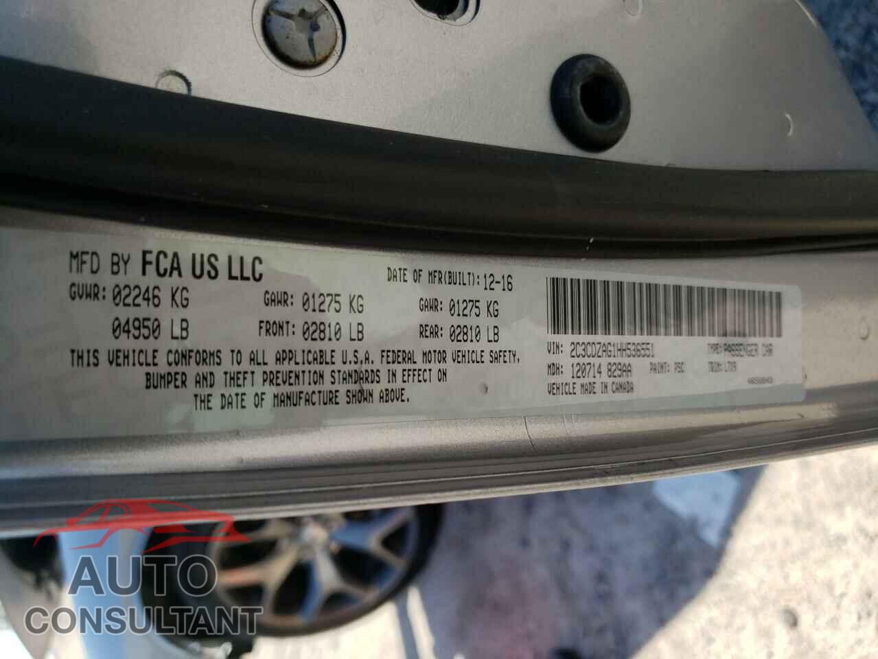 DODGE CHALLENGER 2017 - 2C3CDZAG1HH536551
