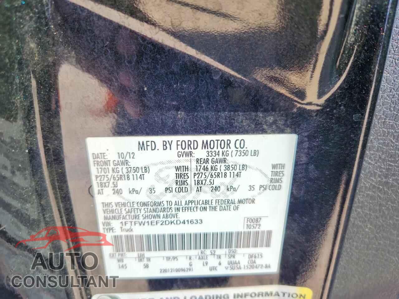 FORD F150 2013 - 1FTFW1EF2DKD41633