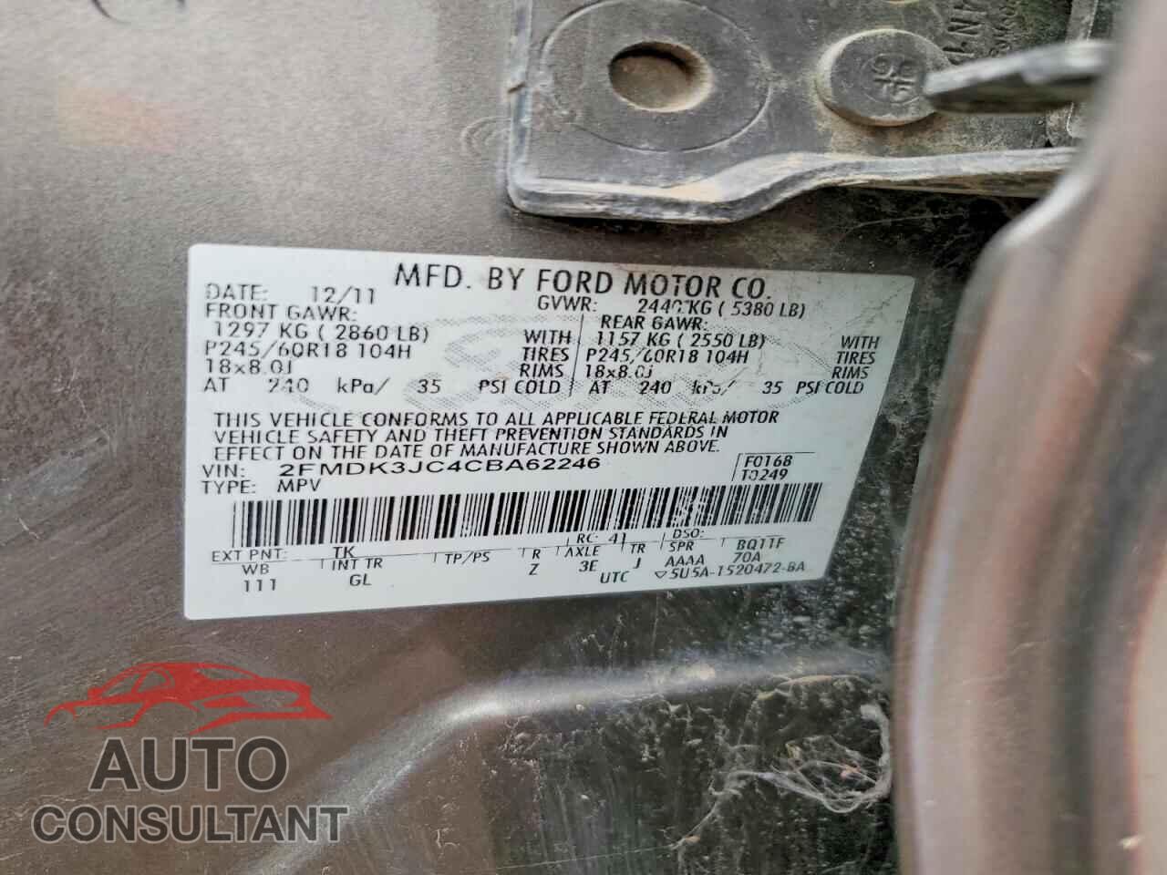 FORD EDGE 2012 - 2FMDK3JC4CBA62246