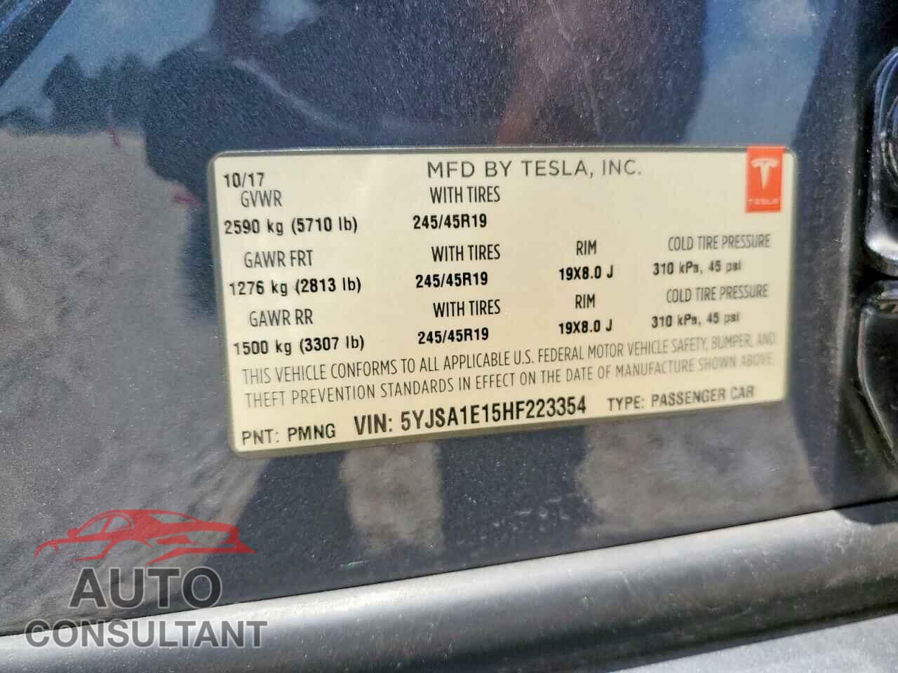 TESLA MODEL S 2017 - 5YJSA1E15HF223354