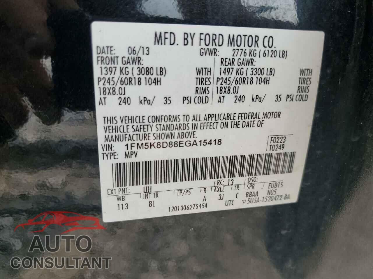 FORD EXPLORER 2014 - 1FM5K8D88EGA15418