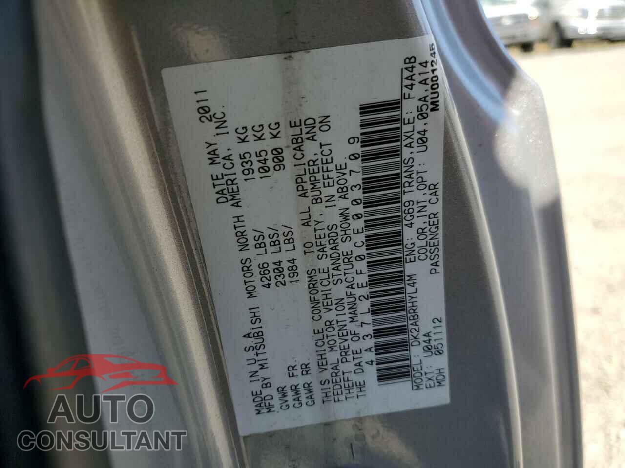 MITSUBISHI ECLIPSE 2012 - 4A37L2EF0CE003709