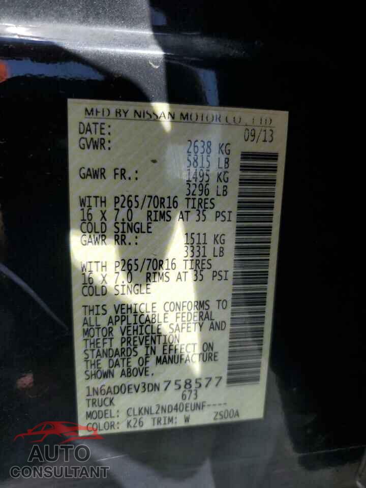 NISSAN FRONTIER 2013 - 1N6AD0EV3DN758577