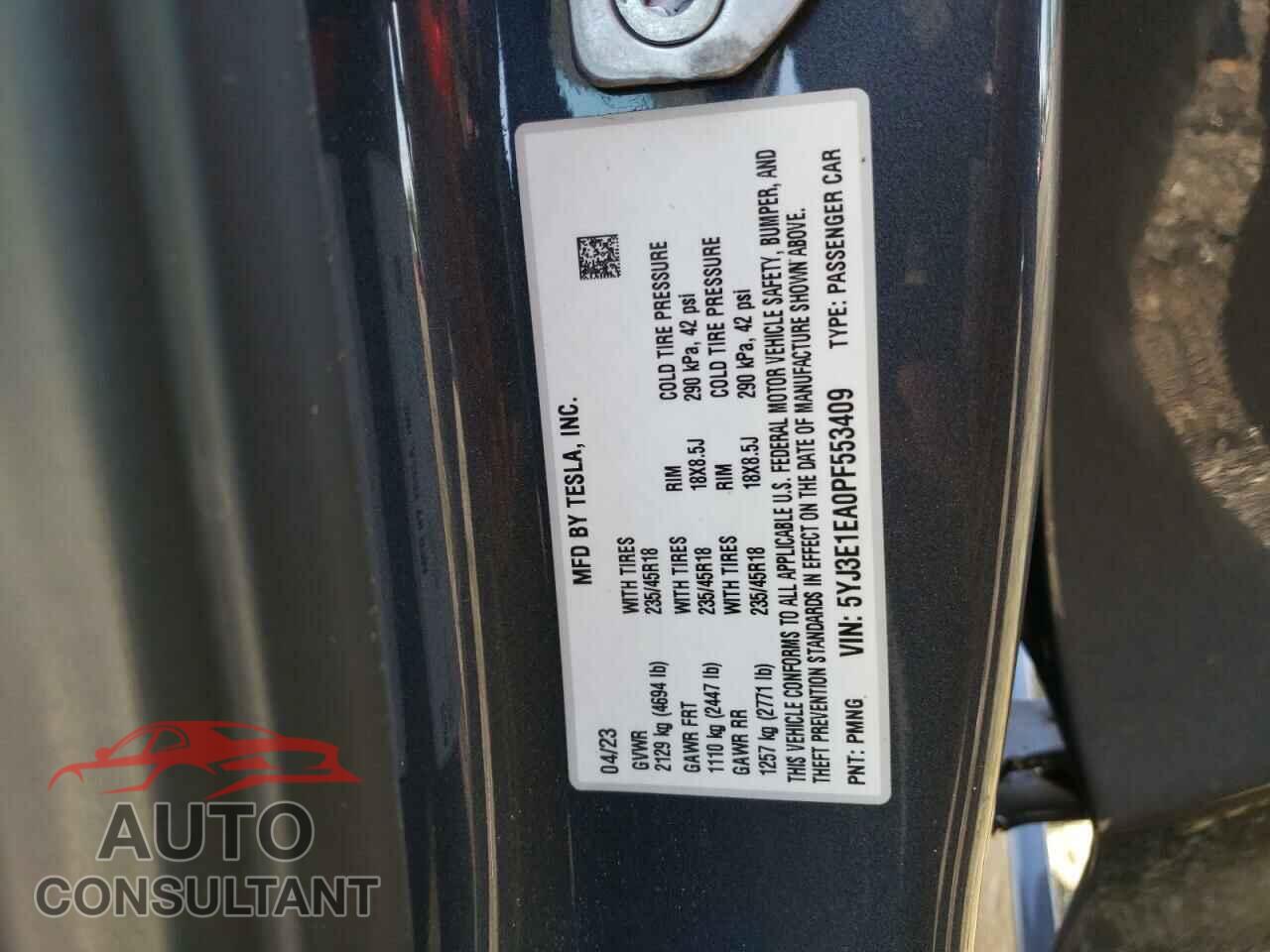 TESLA MODEL 3 2023 - 5YJ3E1EA0PF553409