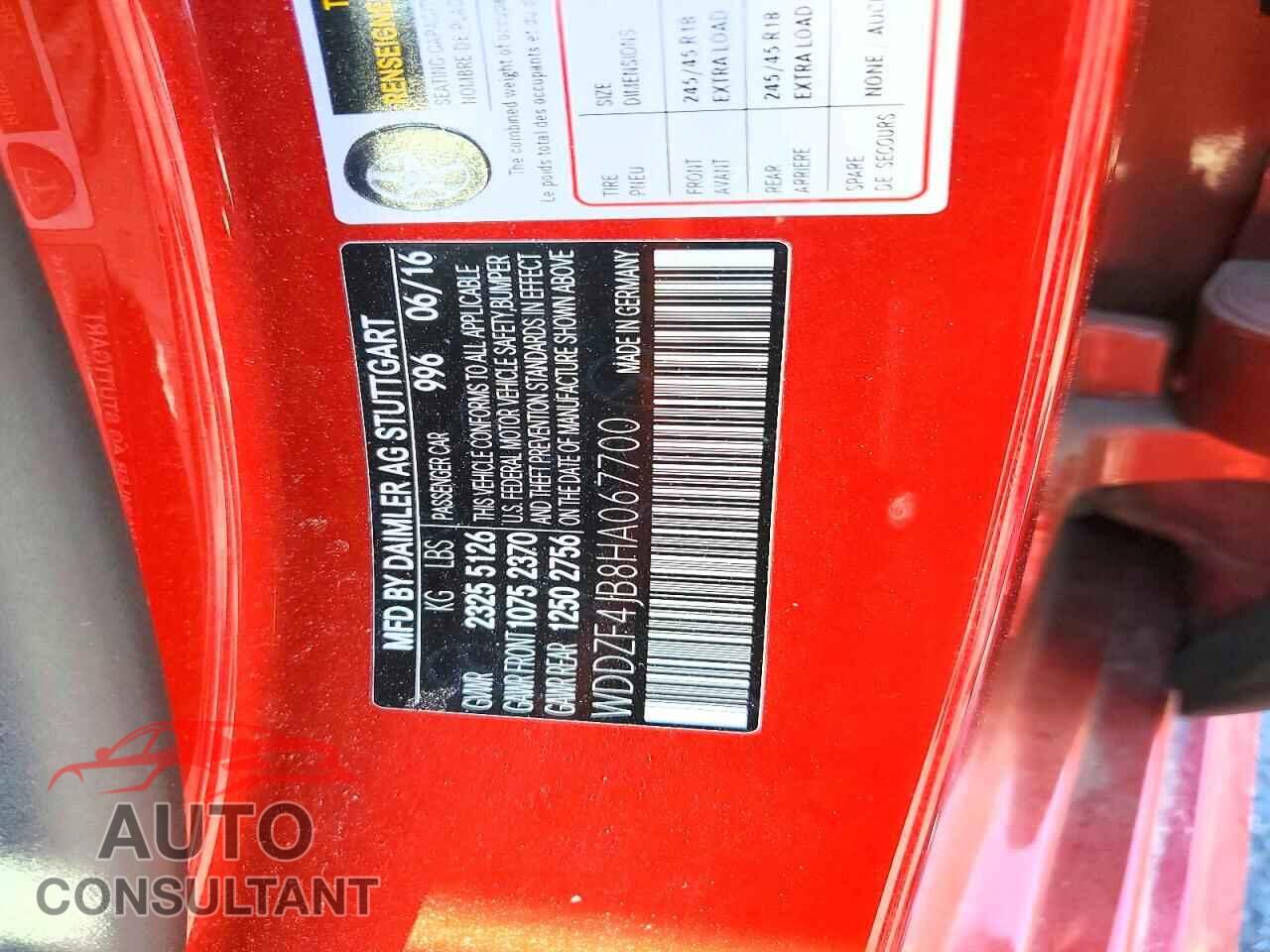 MERCEDES-BENZ E-CLASS 2017 - WDDZF4JB8HA067700
