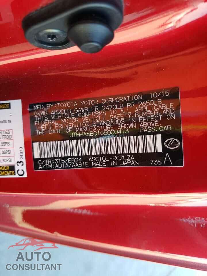 LEXUS RC 2016 - JTHHA5BC1G5000413