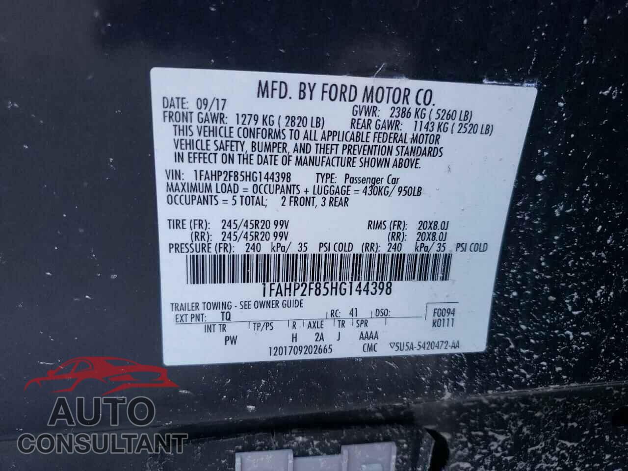 FORD TAURUS 2017 - 1FAHP2F85HG144398