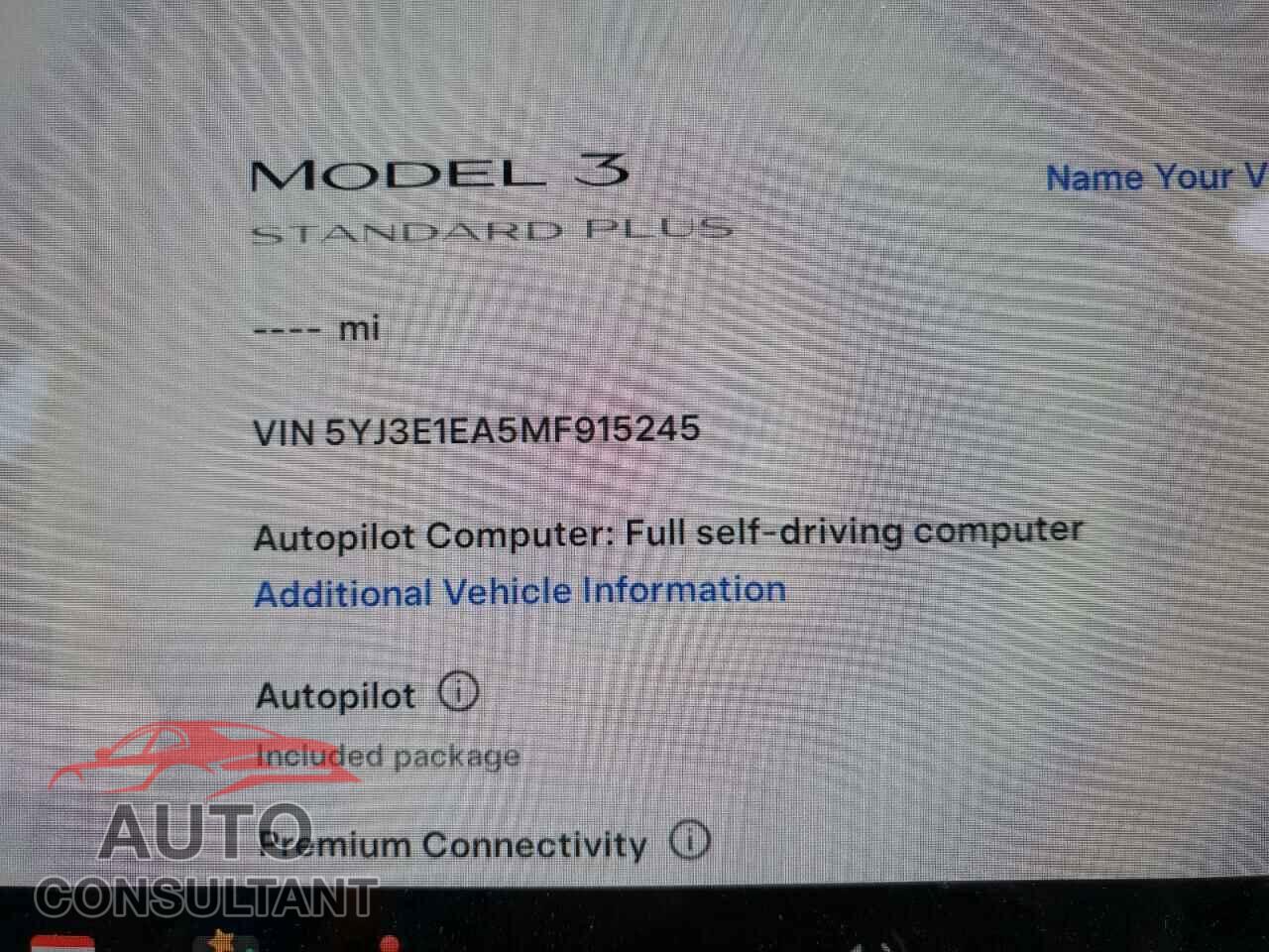 TESLA MODEL 3 2021 - 5YJ3E1EA5MF915245