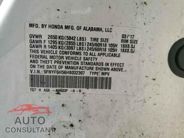 HONDA PILOT 2017 - 5FNYF6H56HB032307