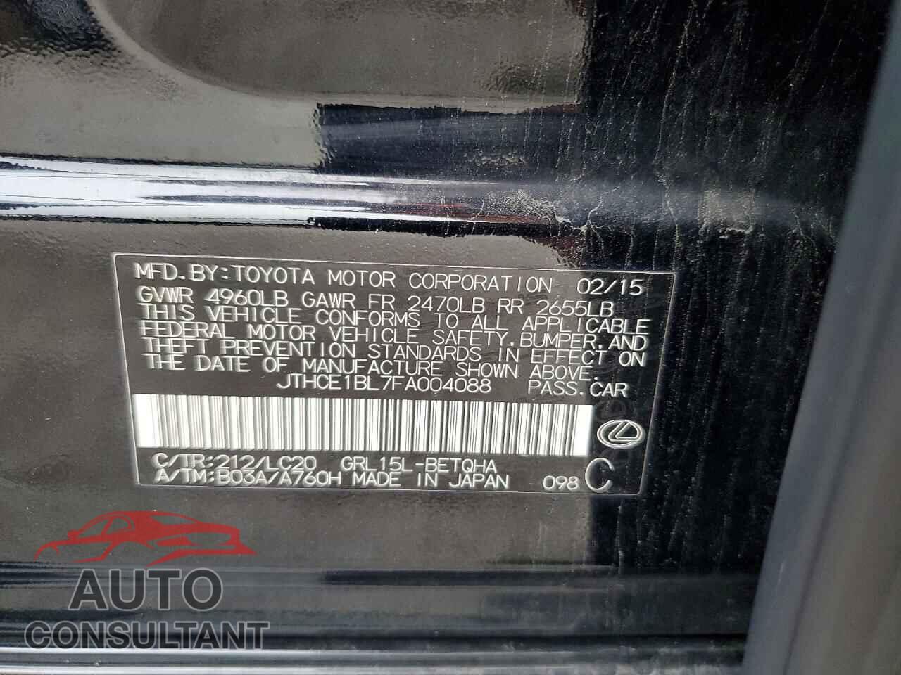 LEXUS GS350 2015 - JTHCE1BL7FA004088