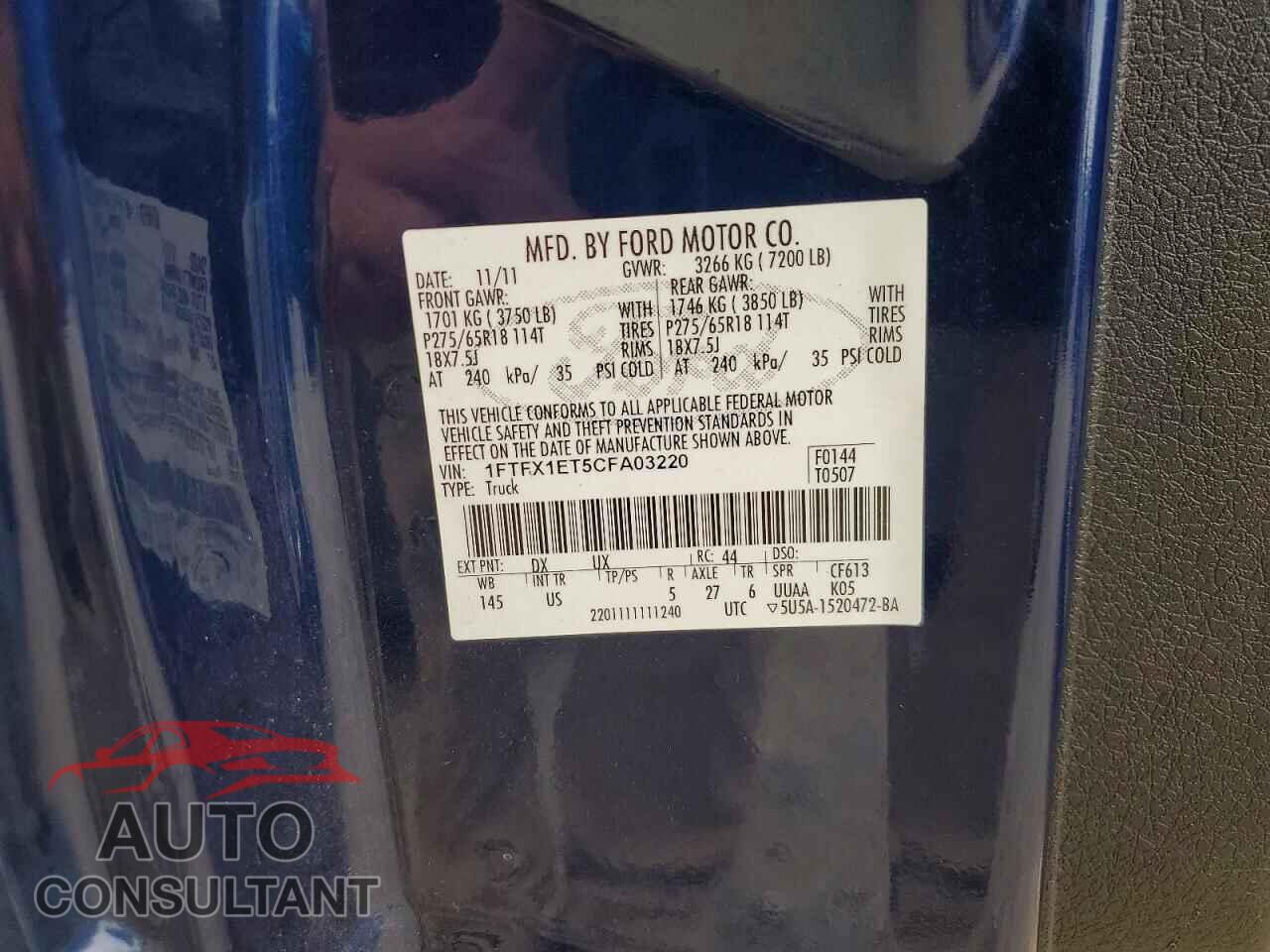 FORD F150 2012 - 1FTFX1ET5CFA03220