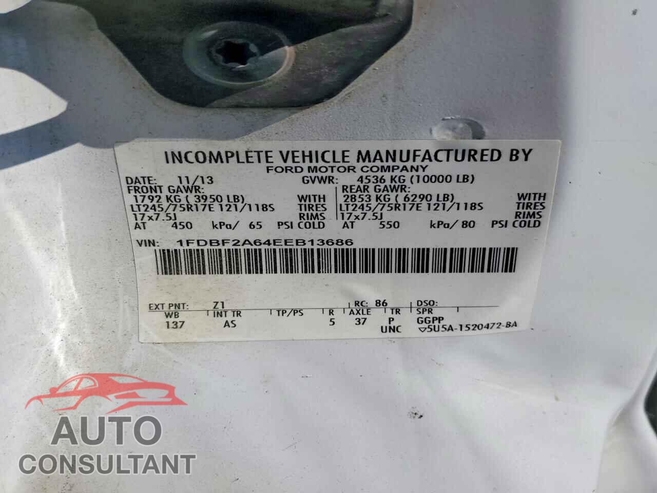 FORD F250 2014 - 1FDBF2A64EEB13686