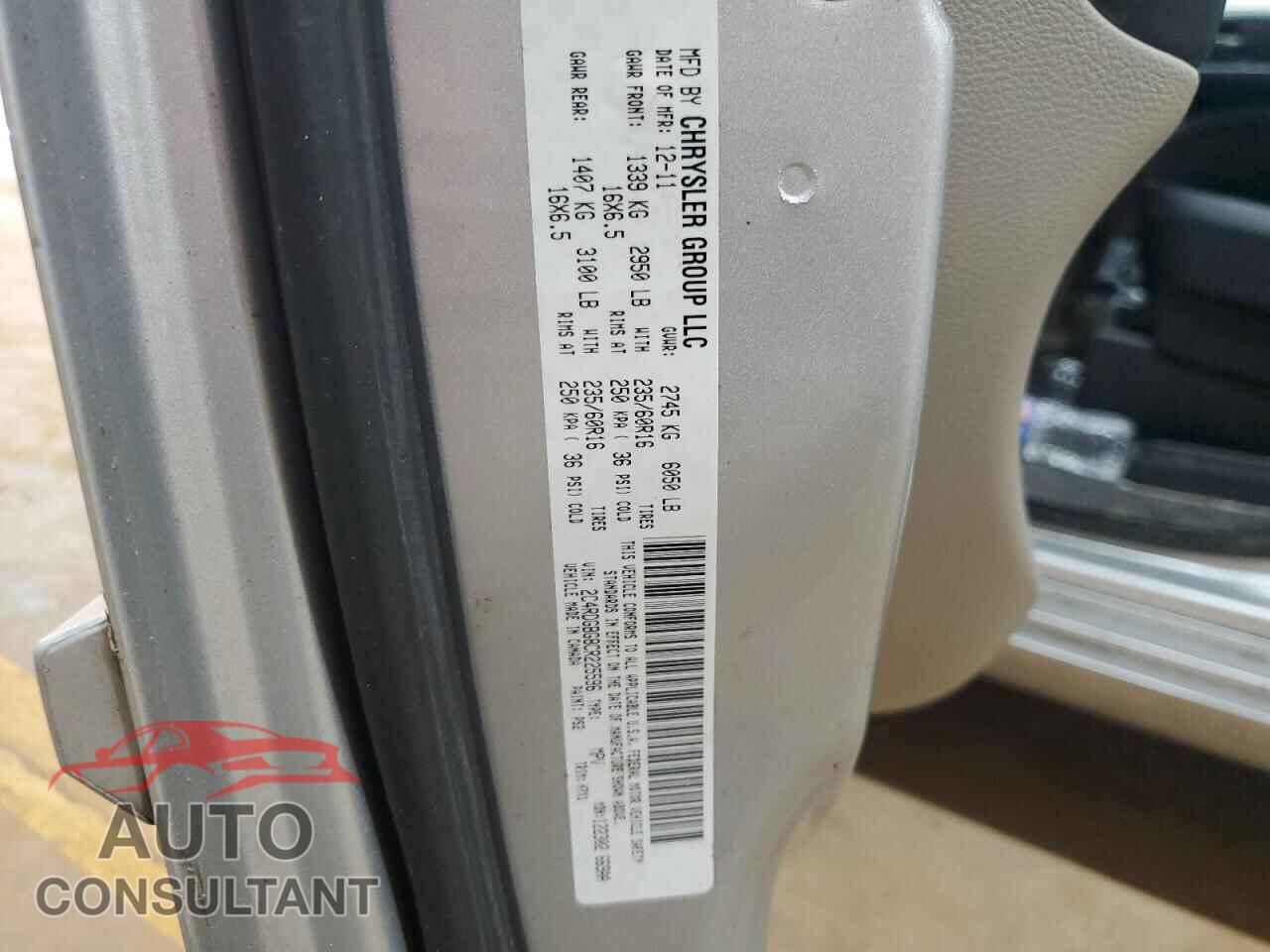 DODGE CARAVAN 2012 - 2C4RDGBG8CR225596
