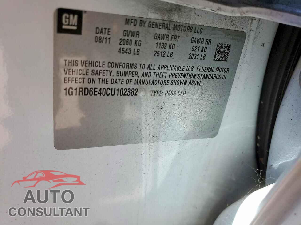 CHEVROLET VOLT 2012 - 1G1RD6E40CU102382