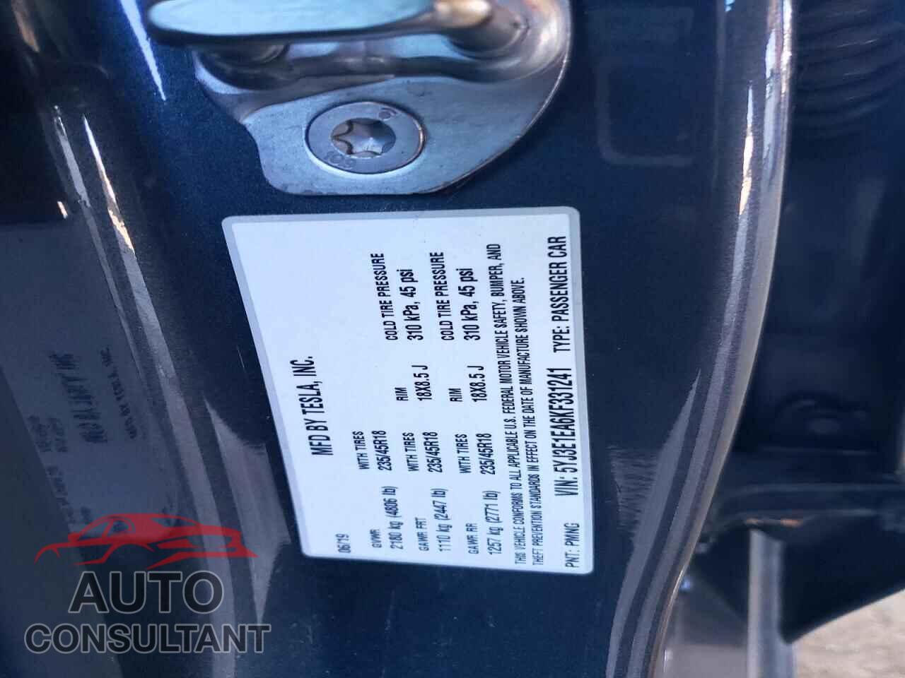 TESLA MODEL 3 2019 - 5YJ3E1EA6KF331241