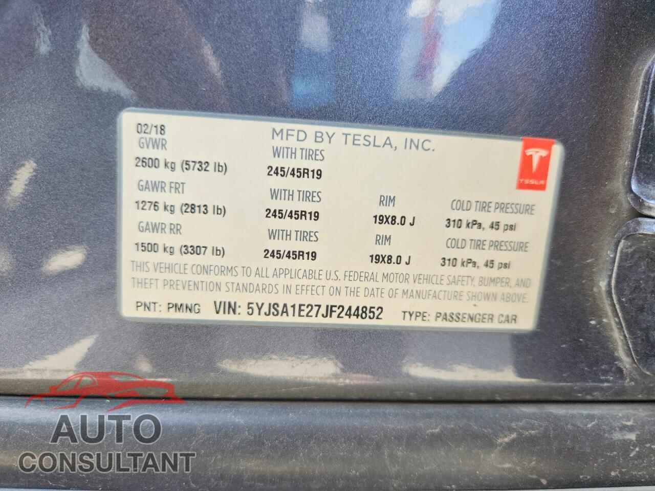 TESLA MODEL S 2018 - 5YJSA1E27JF244852