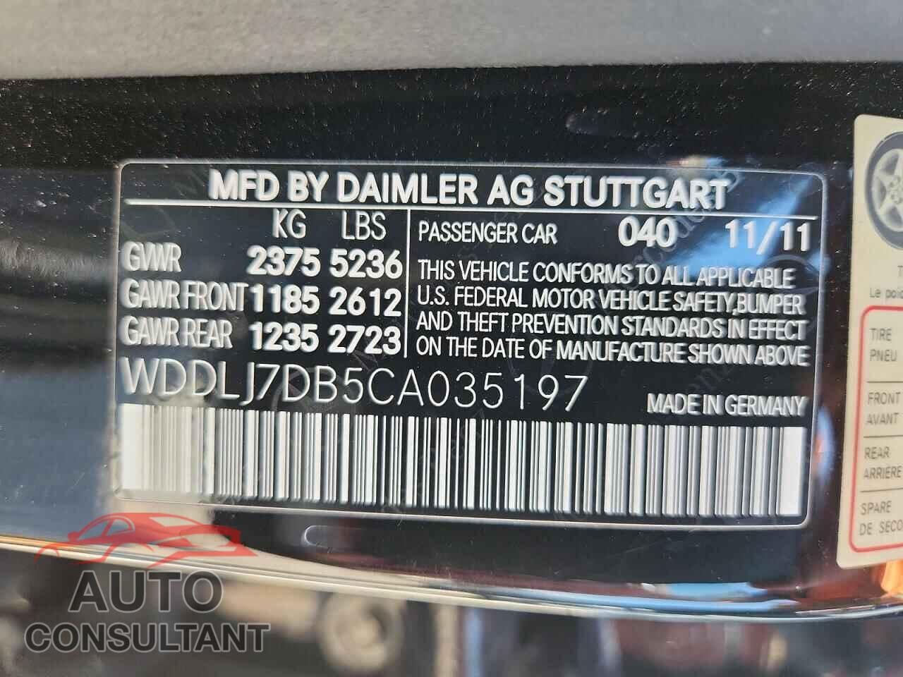 MERCEDES-BENZ CLS-CLASS 2012 - WDDLJ7DB5CA035197