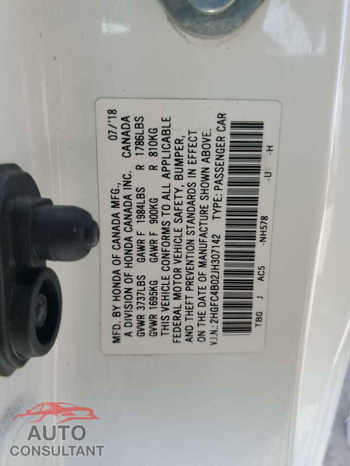 HONDA CIVIC 2018 - 2HGFC4B02JH307142