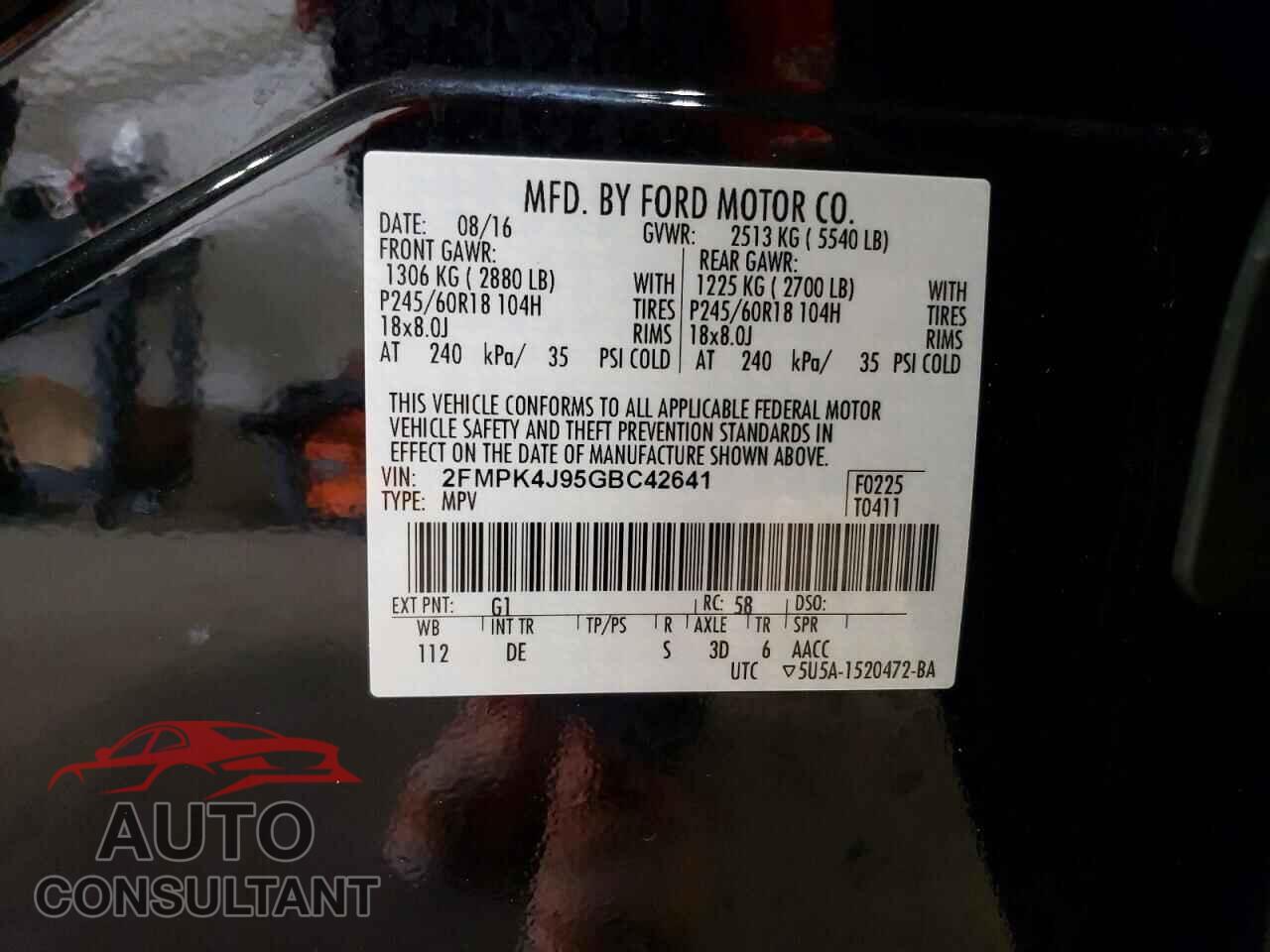 FORD EDGE 2016 - 2FMPK4J95GBC42641