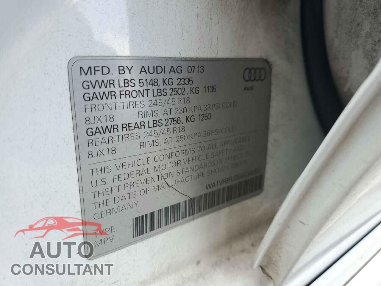 AUDI A4 2014 - WA1VFBFL6EA030052