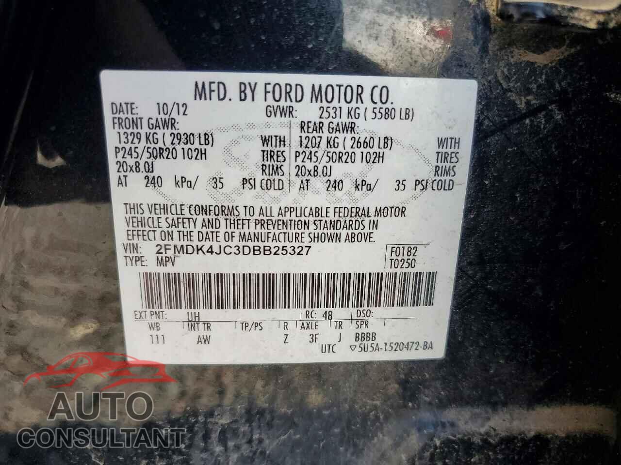 FORD EDGE 2013 - 2FMDK4JC3DBB25327