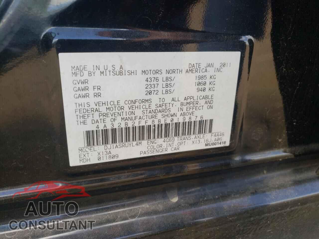 MITSUBISHI GALANT 2011 - 4A32B2FF8BE019876
