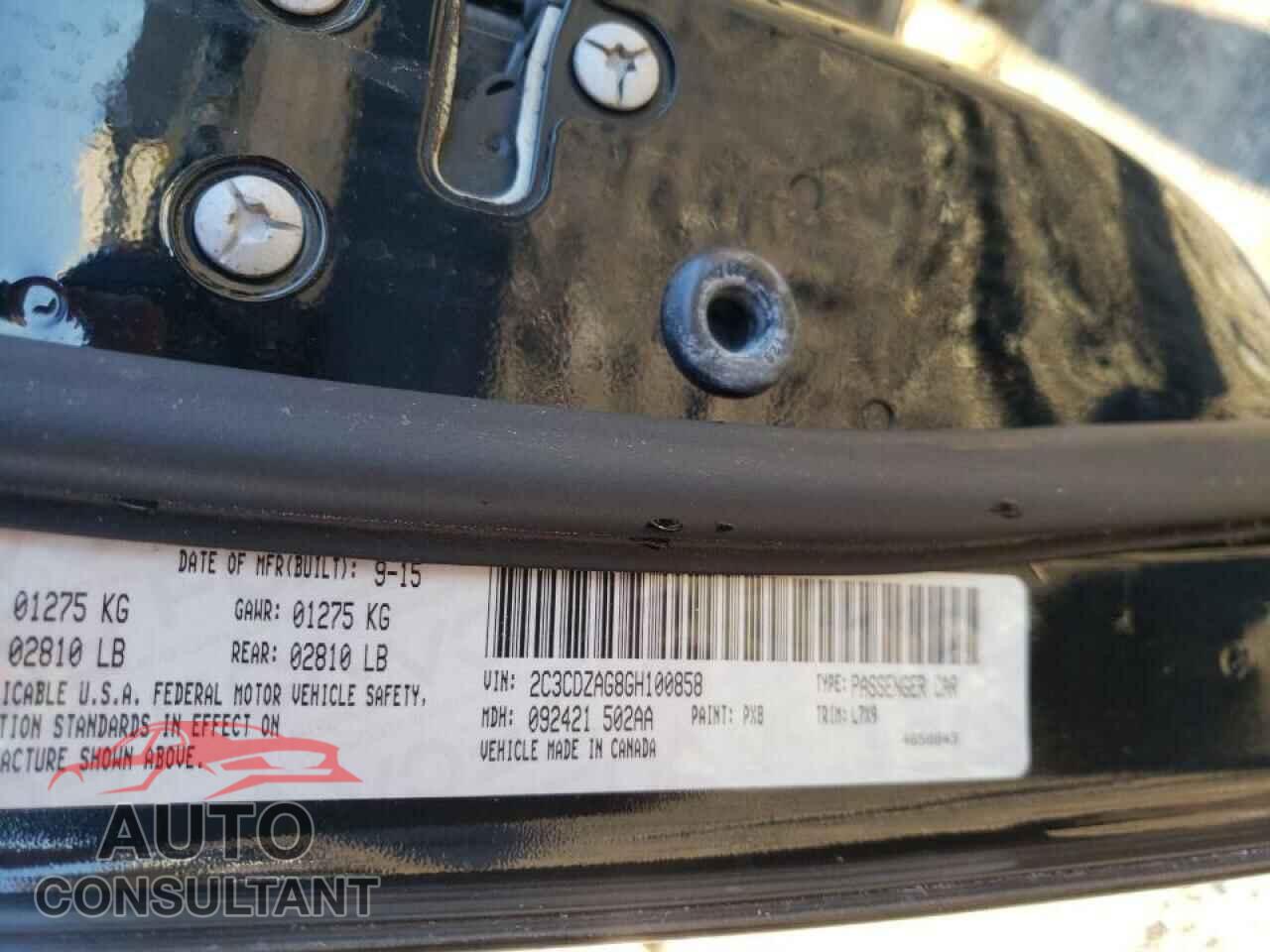 DODGE CHALLENGER 2016 - 2C3CDZAG8GH100858