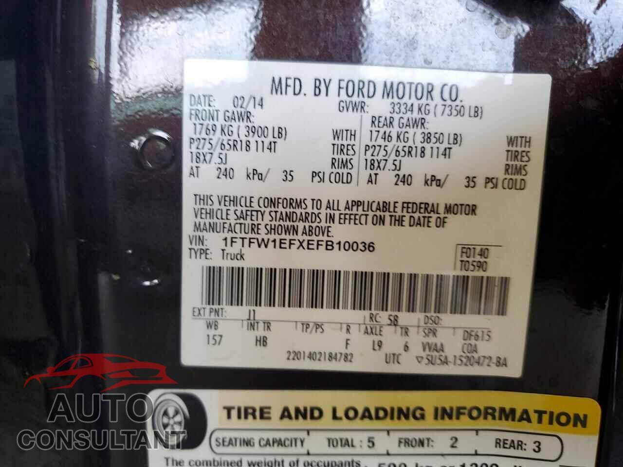 FORD F150 2014 - 1FTFW1EFXEFB10036