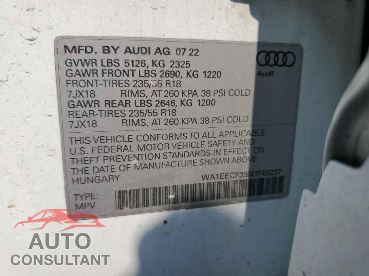 AUDI Q3 2022 - WA1EECF39N1149237
