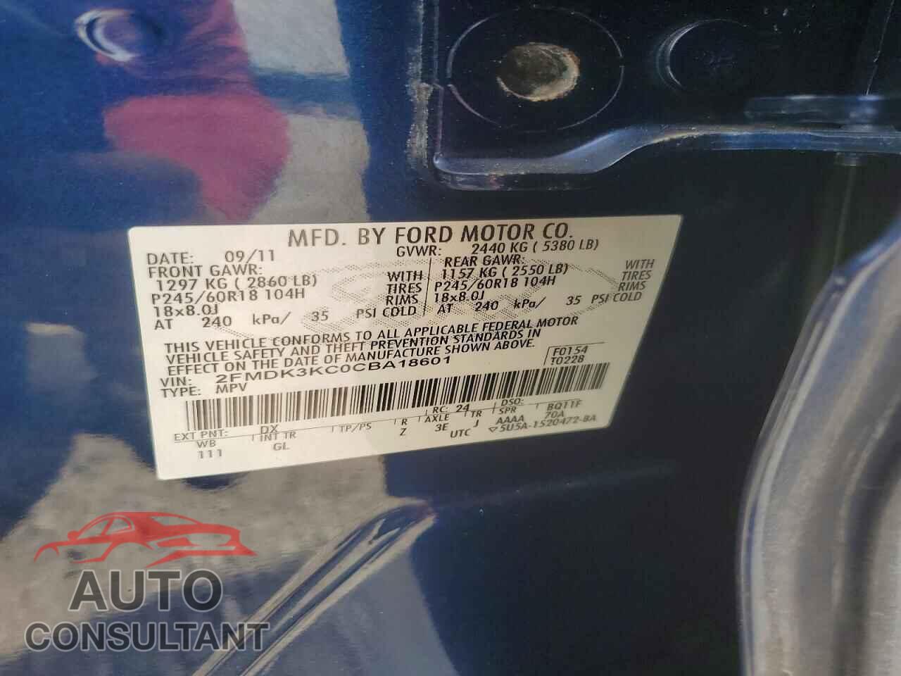 FORD EDGE 2012 - 2FMDK3KC0CBA18601