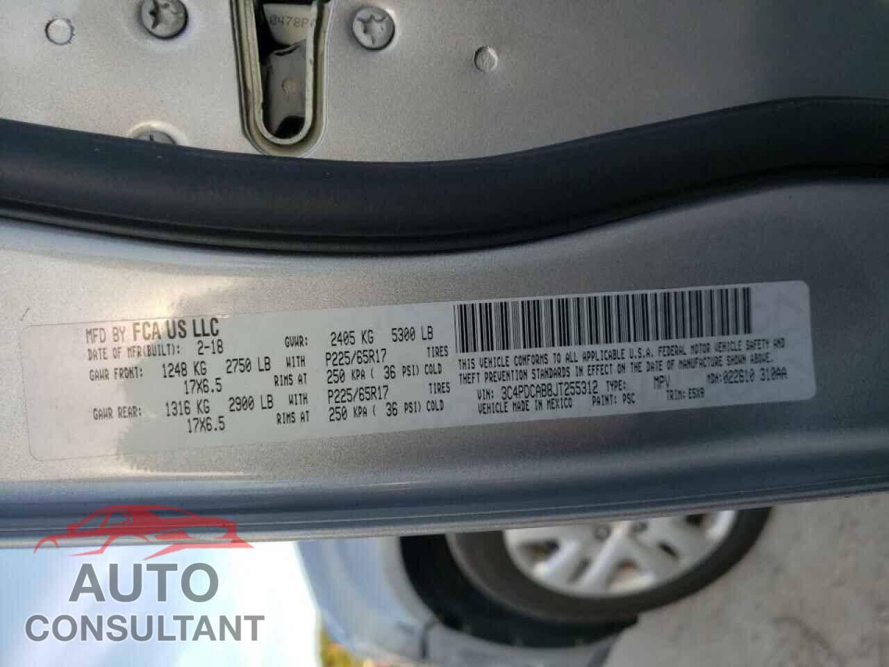 DODGE JOURNEY 2018 - 3C4PDCAB8JT255312