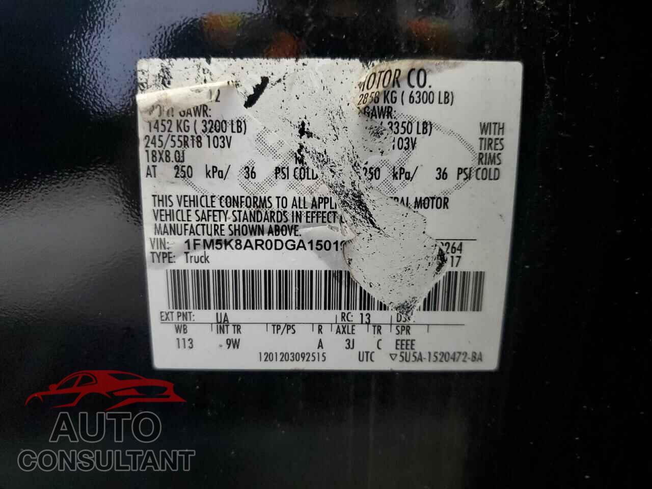 FORD EXPLORER 2013 - 1FM5K8AR0DGA15019