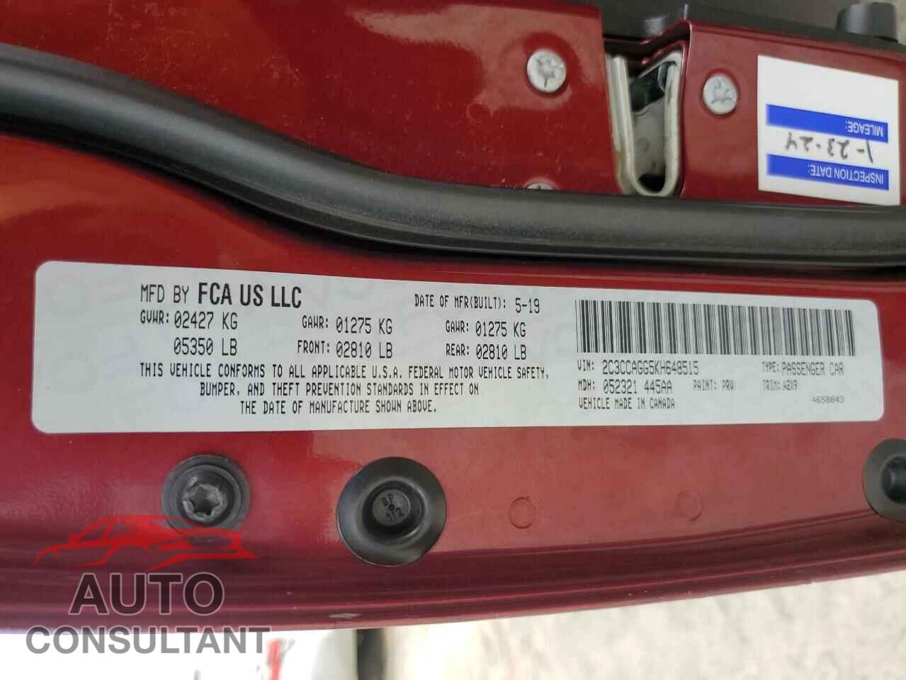 CHRYSLER 300 2019 - 2C3CCAGG5KH648515