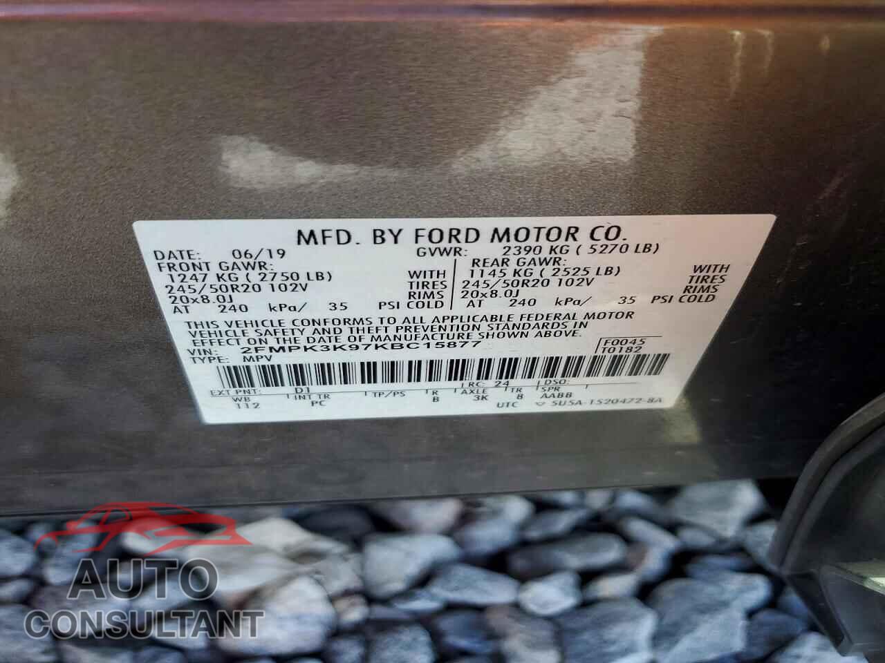 FORD EDGE 2019 - 2FMPK3K97KBC15877
