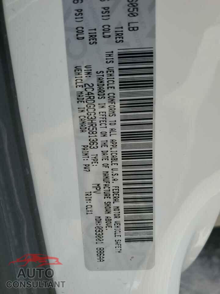 DODGE CARAVAN 2017 - 2C4RDGCG3HR581363