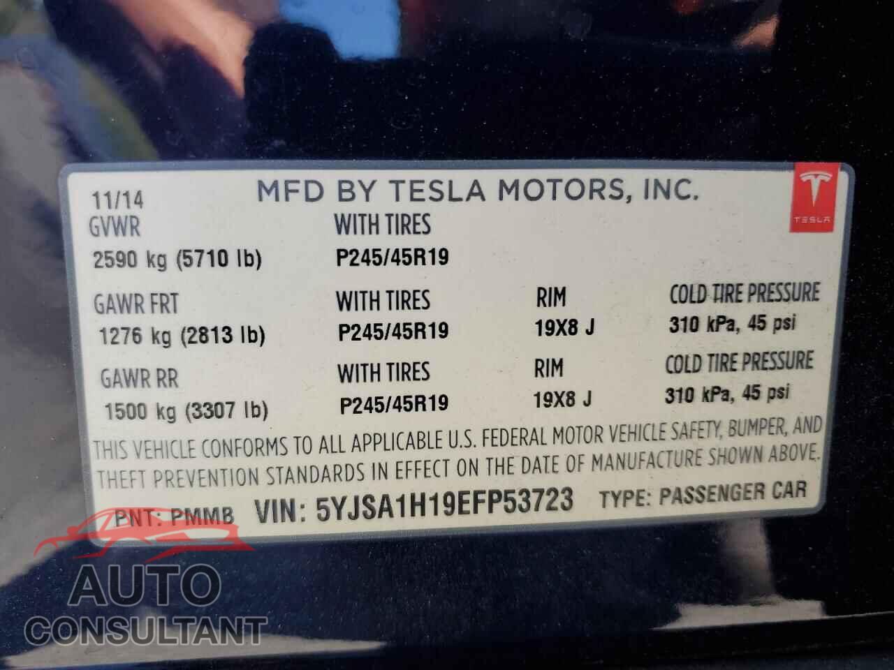 TESLA MODEL S 2014 - 5YJSA1H19EFP53723