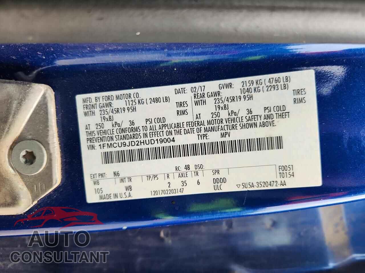 FORD ESCAPE 2017 - 1FMCU9JD2HUD19004