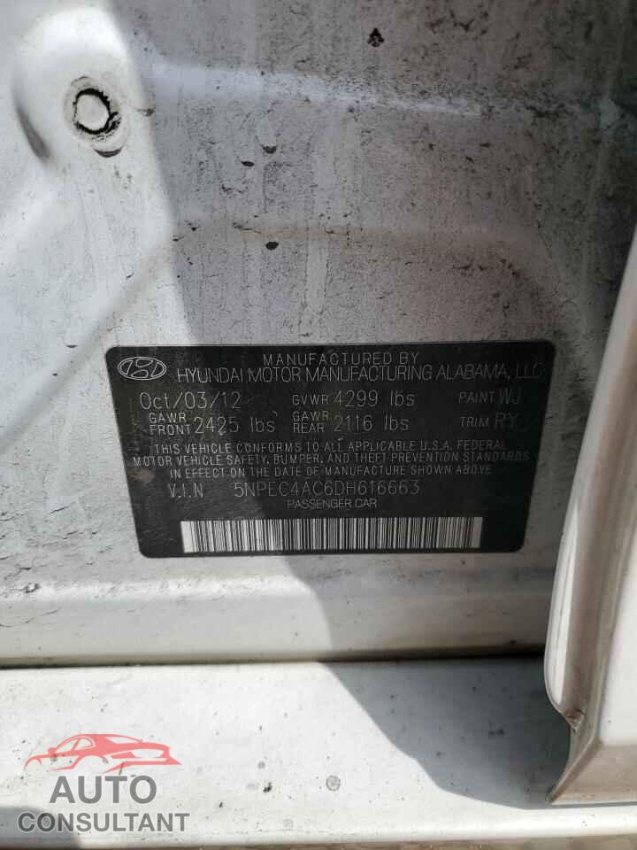 HYUNDAI SONATA 2013 - 5NPEC4AC6DH616663