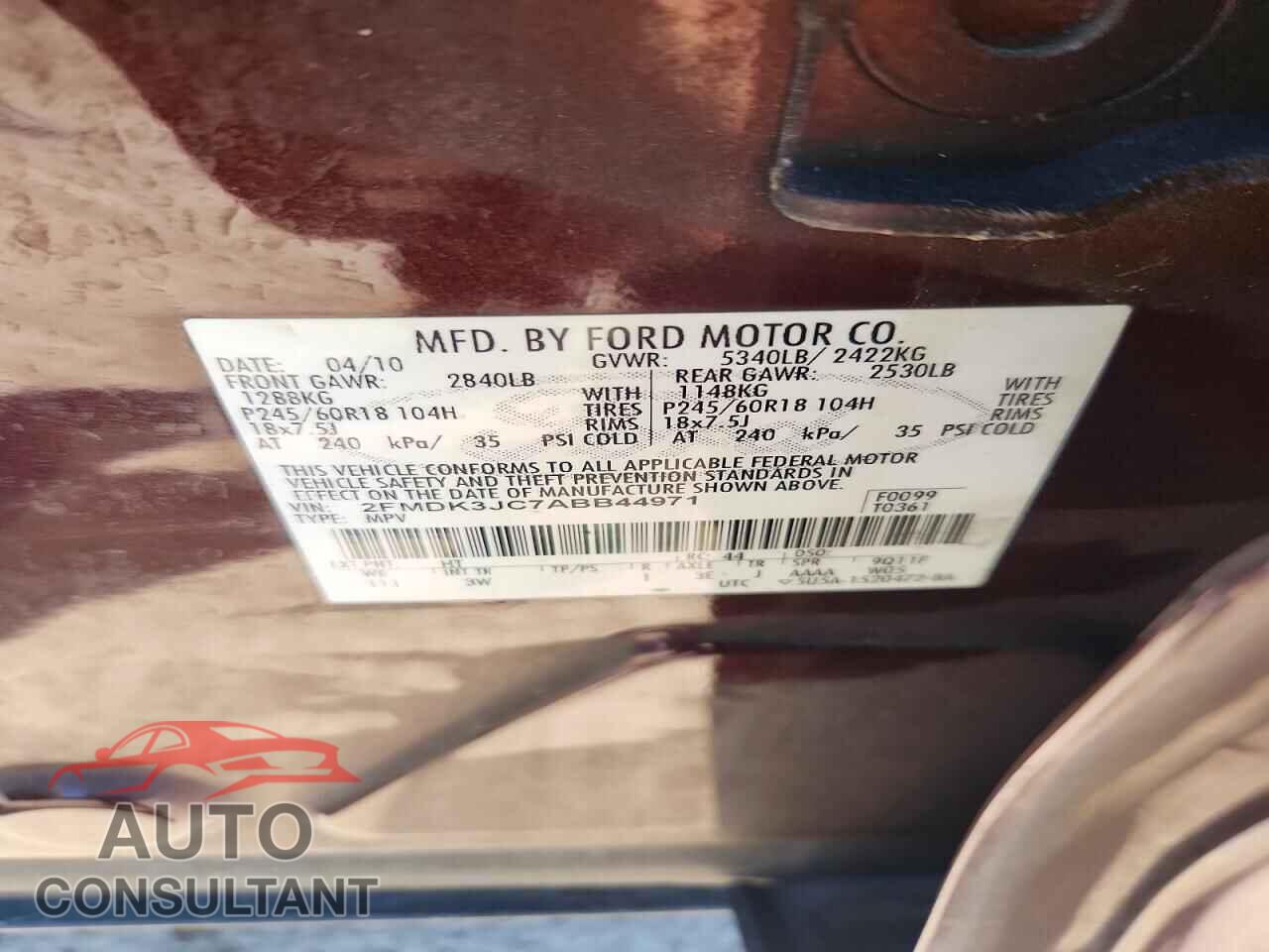 FORD EDGE 2010 - 2FMDK3JC7ABB44971