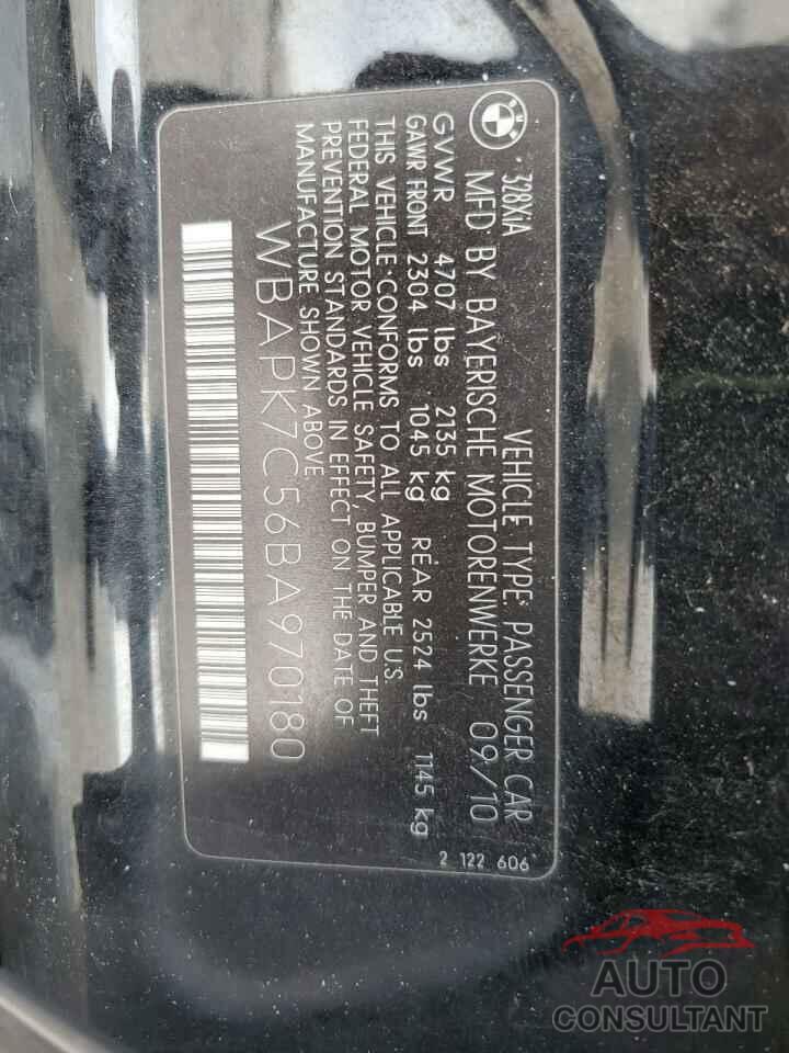 BMW 3 SERIES 2011 - WBAPK7C56BA970180