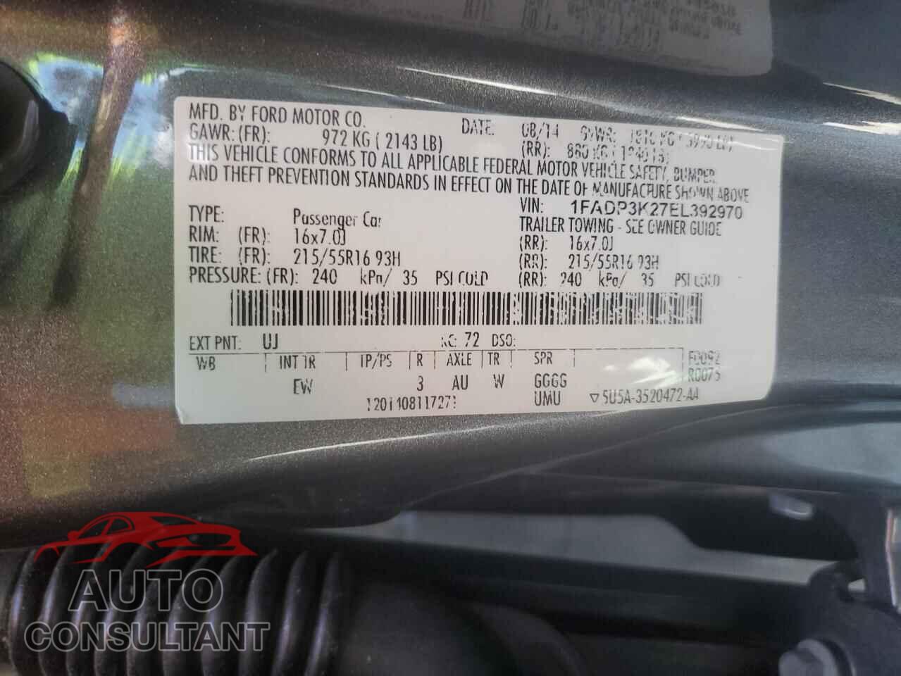 FORD FOCUS 2014 - 1FADP3K27EL392970