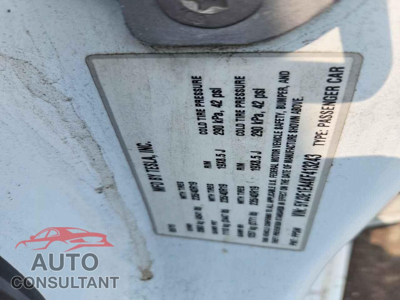 TESLA MODEL 3 2019 - 5YJ3E1EA4KF413243